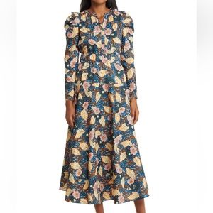 Melloday Floral Print Long Sleeve A line Dress Sz XL